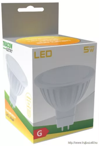 TRACON SMDMR165CW Műanyag házas SMD LED spot fényforrás 12 V AC/DC, MR16, 5 W, 300 lm, 6500 K, 110°, EEI=G