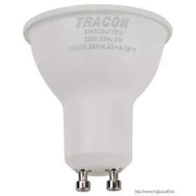   TRACON SMDSGU105W Műanyag házas SMD LED spot fényforrás SAMSUNG chippel 230V,50Hz,GU10,5W,430lm,3000K,120°,SAMSUNG chip, EEI=F