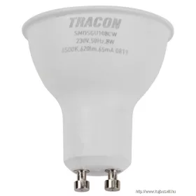   TRACON SMDSGU108CW Műanyag házas SMD LED spot fényforrás SAMSUNG chippel 230V,50Hz,GU10,8W,740lm,6500K,120°,SAMSUNG chip, EEI=F