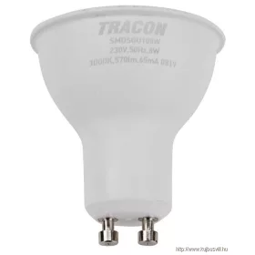   TRACON SMDSGU108W Műanyag házas SMD LED spot fényforrás SAMSUNG chippel 230V,50Hz,GU10,8W,710 lm,3000 K,120°,SAMSUNG chip, EEI=F
