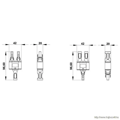 TRACON SOLAR1-2AB Solar panel ipszilon csatlakozó, 1 pár 1500V DC, 20A, 2.5-6mm2, IP67