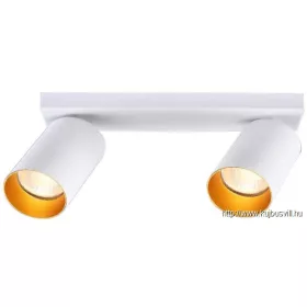   TRACON SPGU10MA2GW Mennyezeti állítható spot lámpatest, fehér, arany reflektor 100-240VAC, 50Hz, 2xGU10, max.2x35W