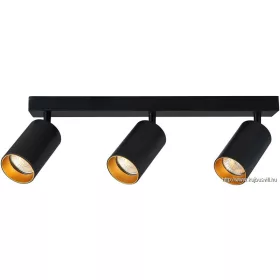  TRACON SPGU10MA3GB Mennyezeti állítható spot lámpatest, fekete, arany reflektor 100-240VAC, 50Hz, 3xGU10, max.3x35W
