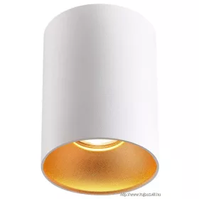   TRACON SPGU10MGW Mennyezeti spot lámpatest, hengeres, fehér, arany reflektor 100-240VAC, 50Hz, 1xGU10, max.35W