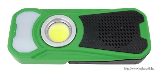 TRACON STLBT10W Akkumulátoros LED kézi lámpa Bluetooth hangszóróval 10/3W, 6000K, 3.7V 3000mAh, 500/180lm, 3,5h, Bluetooth 4.2