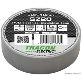   TRACON SZ20 Szigetelőszalag, szürke 20m×18mm, PVC, 0-90°C, 40kV/mm