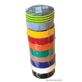   TRACON SZIG-SET10-15 Szigetelőszalag válogatás különböző színekben, 10 db/cs 10m×15mm, PVC, 0-90°C, 40kV/mm