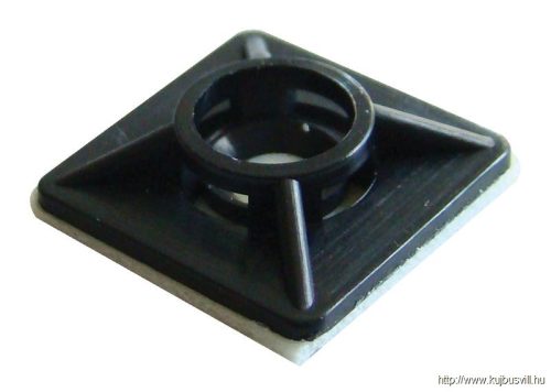 TALP191 Öntapadós/csavarozható, 4oldalt fűzhető kötegelő talp,fekete 20×20mm, d=2,9mm, PA6.6