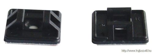 TALP271-2 Öntapadós/csavarozható, 2oldalt fűzhető kötegelő talp,fekete 26,5×26,5mm, d=4,3mm, PA6.6