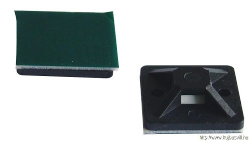 TALP271 Öntapadós/csavarozható, 4oldalt fűzhető kötegelő talp,fekete 25×25mm, d=3,5mm, PA6.6