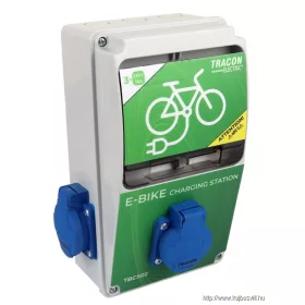   TRACON TBCS02 Elektromos kerékpár töltőállomás védelemmel Prot.:RCCBO,Out:3×SCHUKO