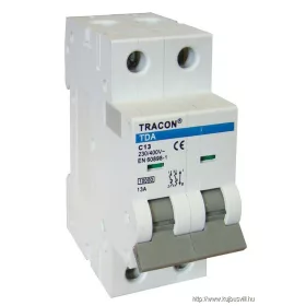   TRACON TDA-2B-20 Kismegszakító, 2 pólus, B karakterisztika 20A, B, 2P, 10kA
