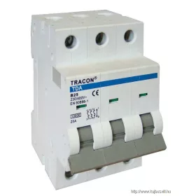  TRACON TDA-3B-4 Kismegszakító, 3 pólus, B karakterisztika 4A, B, 3P, 10kA