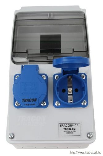 TRACON TDB02-6M Csatlakozó doboz, védelem nélkül Out:2×SCHUKO