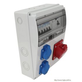   TRACON TDB04-11MV Csatlakozó doboz védelemmel, vezetékezett, készre szerelt Prot.:RCCB,MCB,Out:2×SCHUKO+1×16A(3P+N+E)