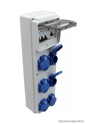 TRACON TDB05-6MV Csatlakozó doboz védelemmel, vezetékezett, készre szerelt Prot.:RCCB,MCB,Out:6×SCHUKO