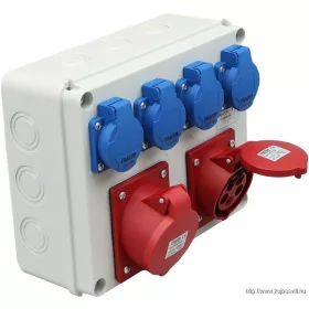   TRACON TDB08-0M Csatlakozó doboz, védelem nélkül Out:4×SCHUKO+1×16A(3P+N+E)+1×32A(3P+N+E)