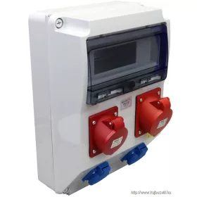   TRACON TDB12-12M Csatlakozó doboz, védelem nélkül Out:2×SCHUKO+1×16A(3P+N+E)+1×32A(3P+N+E)