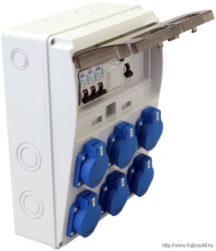 TRACON TDB14-11MV3 Csatlakozó doboz védelemmel, vezetékezett, készre szerelt Prot.:RCCB,MCB,Out:6×SCHUKO