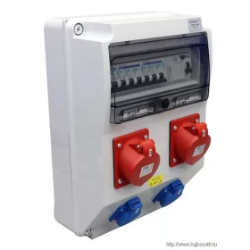   TRACON TDB15-12MV Csatlakozó doboz védelemmel, vezetékezett, készre szerelt Prot.:RCCB,MCB,Out:2×SCHUKO+2×16A(3P+N+E)