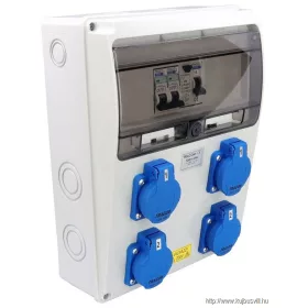   TRACON TDB16-6MV Csatlakozó doboz védelemmel, vezetékezett, készre szerelt Prot.:RCCB,MCB,Out:4×SCHUKO