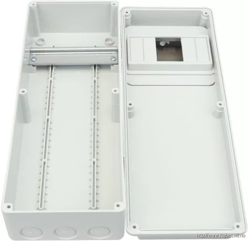 TRACON TDB351377 Üres ipari csatlakozódoboz szerelősínnel, ABS 6 mod, H×W×D=350×130×105mm, IP55