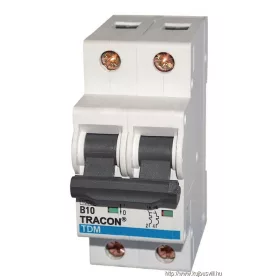   TRACON TDM-2B-16 Kismegszakító, 2 pólus, B karakterisztika 16A, 10kA