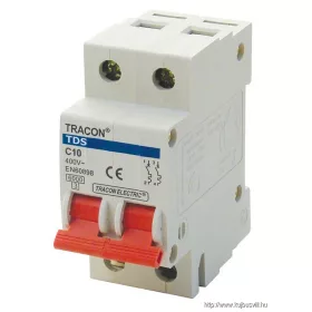   TRACON TDS-2B-40 Kismegszakító, színes karral, 2 pólus, B karakterisztika 40A, 6kA