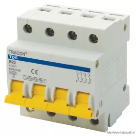   TRACON TDS-4C-50 Kismegszakító, színes karral, 4 pólus, C karakterisztika 50A, 6kA
