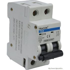  TRACON TDZ-2D-2 Kismegszakító, 2 pólus, D karakterisztika 2A, 6kA