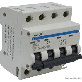   TRACON TDZ-4D-50 Kismegszakító, 4 pólus, D karakterisztika 50A, 6kA