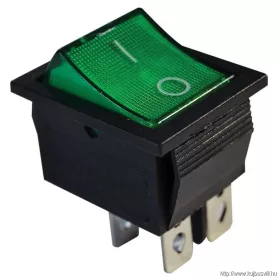   TRACON TES-44 Készülékkapcsoló, BE-KI, 4P, világító, zöld, 0-I felirattal 16(6)A, 250V AC