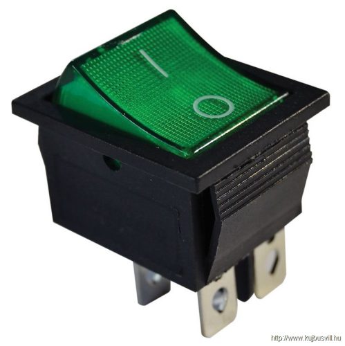 TES-44 Készülékkapcsoló, BE-KI, 4P, világító, zöld, 0-I felirattal 16(6)A, 250V AC