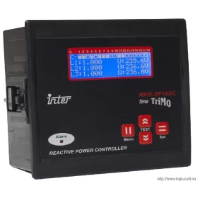   TRACON TFJA-08 Fázisjavító automatika, 3f fázisonkénti szabályz. 18+1 kond. 144 X 144 mm