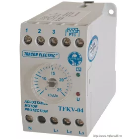   TRACON TFKV-04 Védőrelé, feszültségfigyelő 3 fázisra aszim/túlmel. véd 3x230/400V AC,+/-5% - +/-25%, 5A/250V AC