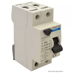   TRACON TFV2-16100 Áram-védőkapcsoló, 2 pólusú 16A, 100mA, 6kA, AC