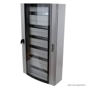   TRACON TGE6010520 Ívelt biztonsági üvegajtós fémelosztószekrény 600×1050×200mm / 144M (6×24 mod)