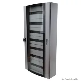   TRACON TGE6012025 Ívelt biztonsági üvegajtós fémelosztószekrény 600×1200×250 / 168M (24×7 rows)