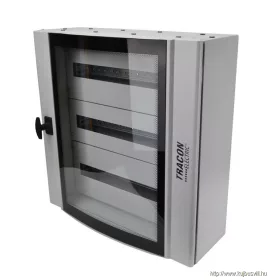   TRACON TGE606020 Ívelt biztonsági üvegajtós fémelosztószekrény 600×600×200mm / 72M (3×24 mod)