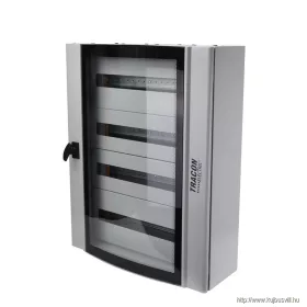   TRACON TGE607520 Ívelt biztonsági üvegajtós fémelosztószekrény 600×750×200mm / 96M (4×24 mod)