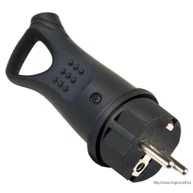   TRACON TICS-012GH Csatlakozó dugó, védőérintkezővel, gumi, húzófüles 16A, 250V, 2P+E, IP44 (DUAL Schuko/French)