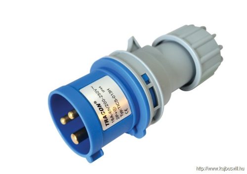 TICS-013H Ipari csatlakozó dugó, külső tömítőszelencével 16A, 250V, 2P+E, 6h, IP44