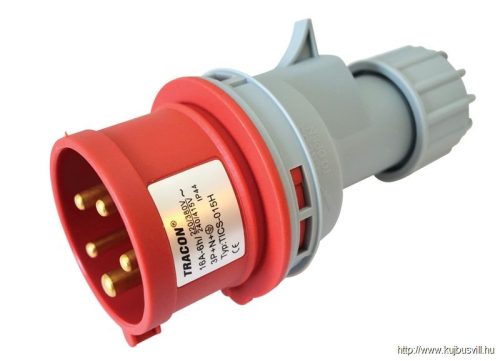 TICS-015H Ipari csatlakozó dugó, külső tömítőszelencével 16A, 400V, 3P+N+E, 6h, IP44