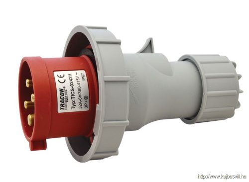 TICS-0242H Ipari csatlakozó dugó, fokozott védelemmel 32A, 400V, 3P+E, 6h, IP67