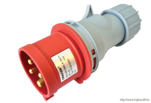 TICS-024H Ipari csatlakozó dugó, külső tömítőszelencével 32A, 400V, 3P+E, 6h, IP44
