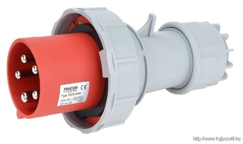 TICS-035 Ipari csatlakozó dugó, fokozott védelemmel 63A, 400V, 3P+N+E, 6h, IP67