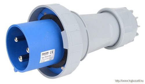 TICS-043 Ipari csatlakozó dugó, fokozott védelemmel 125A, 250V, 2P+E, 6h, IP67
