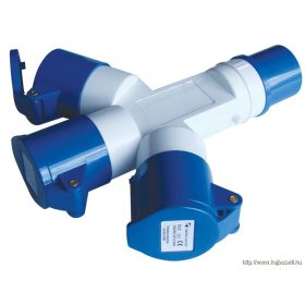   TRACON TICS-1023 Ipari elosztó-csatlakozóaljzat 16A, IN 1x2P+E 6h, OUT 3x2P+E 6h, IP44