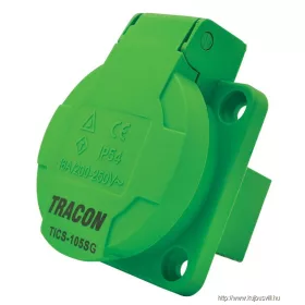   TRACON TICS-105SG Beépíthető csatlakozóaljzat, oldalsó védőérintkezővel, kerek 16A, 250V, 2P+E, IP54 (SCHUKO)