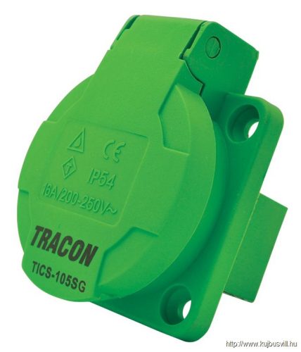 TICS-105SG Beépíthető csatlakozóaljzat, oldalsó védőérintkezővel, kerek 16A, 250V, 2P+E, IP54 (SCHUKO)